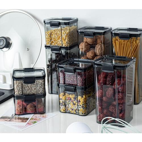 2/3/4PCS PET Plastic Food Containers set Transparent Stackable Dry Food Storage Box Kitchen Spaghetti Noodles Sealed Containers