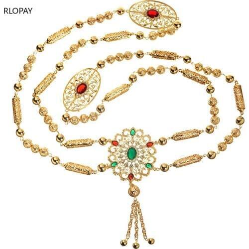 New Fashion Style Moroccan Wedding Shoulder Jewelry for Women Gold Hollow Pattern Rhinestone Jewelry Bra