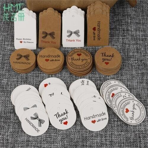 Wholesale 100pcs Cute Brown/White Paper Gift Label Tag Handmade Jewelry Charms Tag Round Wedding Favors/Cookies Decorative Tag