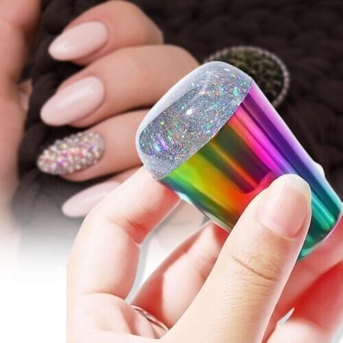 Nail Art Stamp Clear Stamp Cover Manicure Tools Colorful Rainbow Silicone Head Nail Stamper Art Manicure Tool Portable Templates
