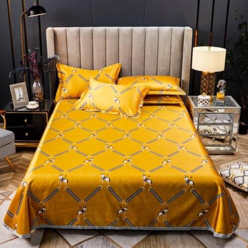 Reactive Printing Summer Mat Bed Sheets with Pillow Case 3 In 1 Bedsheet Bed Cover Mattress Cover