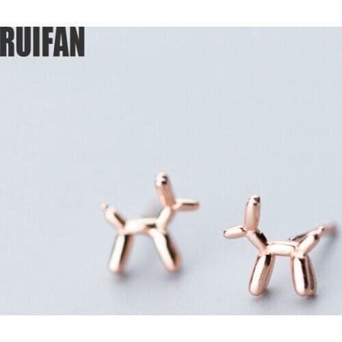 Ruifan Cute Puppy/Dog Rose Gold 2 Color 925 Sterling Silver Small Stud Earrings for Women Girls Female Fine Jewelry YEA252