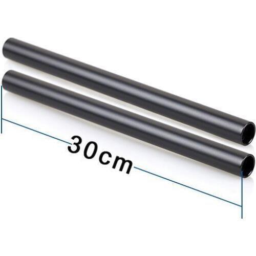 2pcs 12" 30cm Black Aluminum Alloy 15mm Rod Fr 15mm Rod Rail System Follow Focus