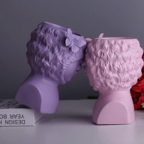 Nordic Dudu Mouth Lolita Butterfly Girl Resin Vase Furnishing Office Store Cafe Figurines Crafts Home Bedroom Desktop Decoration