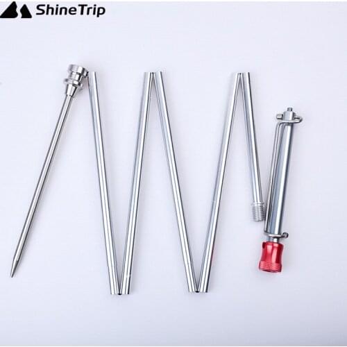 ShineTrip Folding Lamp Pole and Ground Nail Free Standing Camping Light Pole Ultralight Aluminum Alloy Lantern Hanger