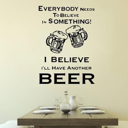 Modern beer Wall Sticker Quote Vinyl Restaurant Bar Wall Decal for Dining Room Kithen Bar Decoration Waterproof Murals X185