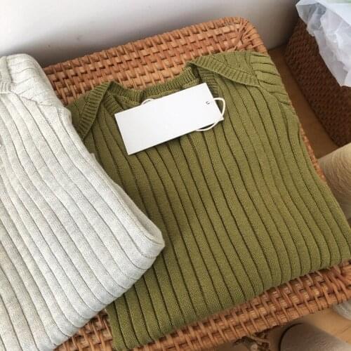 Sweater O-neck Collar Full Sleeve Solid Pullover Cotton New Fashion Warm Cute Simple Comfortablle Spring Autumn Kids Unisex