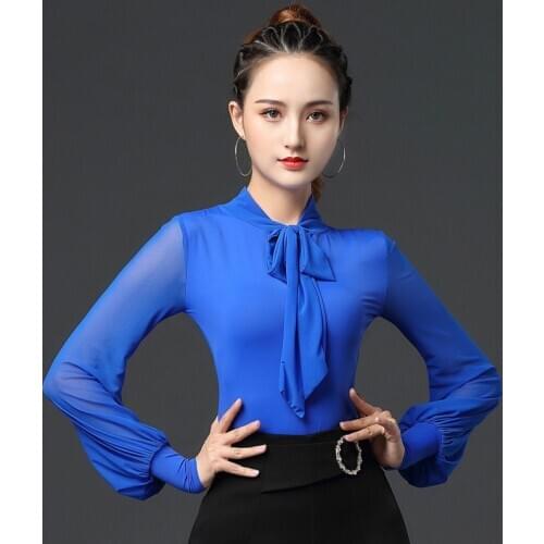 Mesh Latin Dance Tops For Ladies Ballroom Practice Wear Dancer Outfit Tap Dance Wear Performance Costume Salsa Blouse JL2208