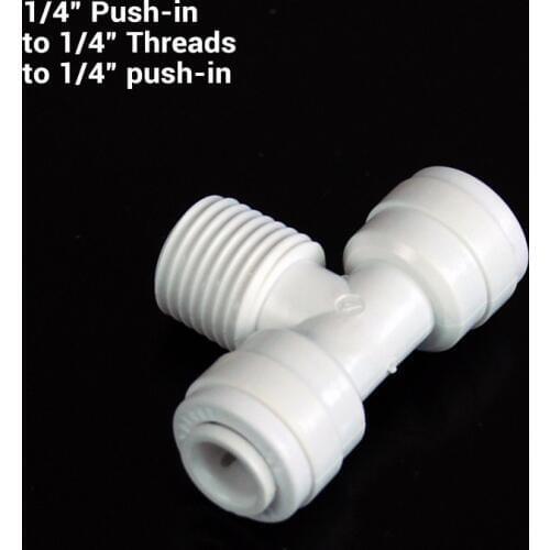 RO and water filter assembly Fitting 3-ways Tee 1/4" push-in to 1/4" NPT to 1/4" push-in 10pcs