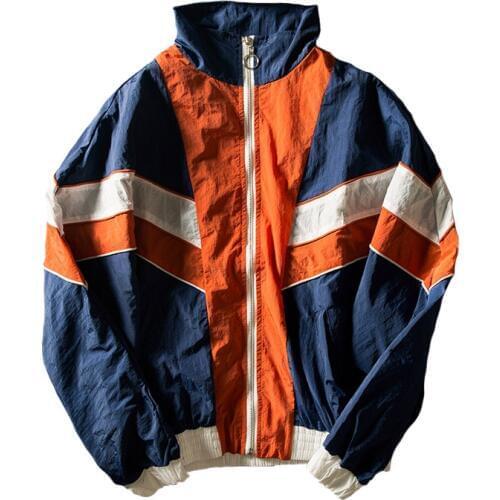 Hip hop Tide Brand Men BF wind High Street Loose personality Color matching Jacket Japanese Casual Windbreaker Coats