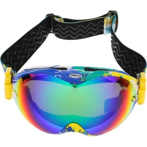 Unisex Windproof Ski Snow Goggles with Anti-fog Spherical UV 400 Protection Dual Lens for Snowboard Skating Winter Sports