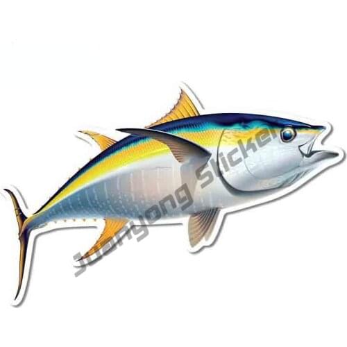 Yellow Fin Tuna Fish Vinyl Car Stickers for Vehicle Window Truck Camper Guitar Laptop Custom Printing Exterior Decor PVC13x9cm