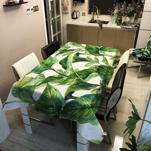 Green Leave Tablecloths Waterproof Kitchen Items Coffee Table For living Room Home Decor Dining Table Nappe De Table Rectangulai