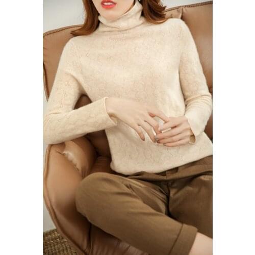 KOIJINSKY 2021 pure wool autumn and winter top womens pile neck hollow sweater knitted sweater
