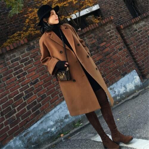 Female Womens Woolen Coat Autumn And Winter Long Jacket Women Maxi Size 6XL Cashmere Coats Padded Jackets Casaco WXF502