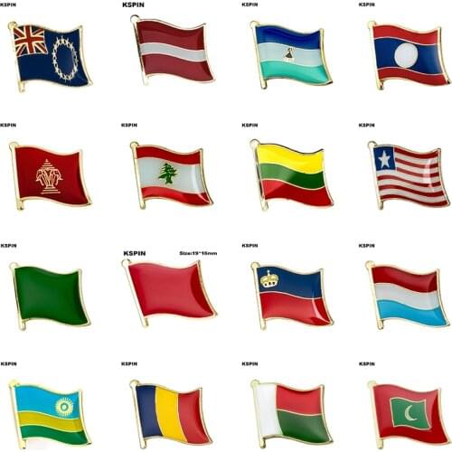 Flag Laple Pin Badge Brooch Cook Islands Latvia Lesotho Laos Lebanon Lithuania Liberia Libya Liechtenstein Luxembourg