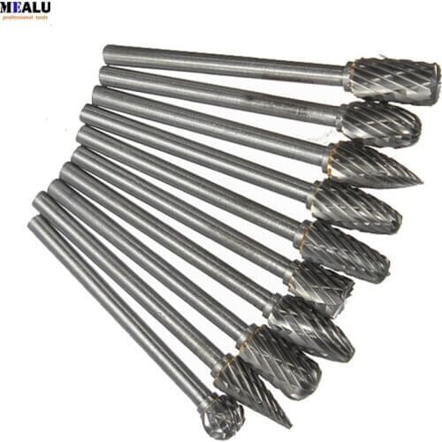 10Pcs/Set 1/8 Tungsten Carbide Burr Set 3mm Rotary Cutter Files CNC Engraving CED 6mm With Box for SD 3mm Best Price