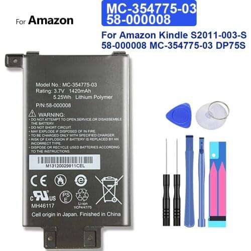 For Amazon Kindle PaperWhite S2011-003-S 58-000008 MC-354775-03 DP75S Battery MC-354775-03 58-000008 1420mAh