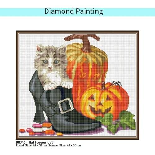 Halloween Cat Diamond Painting for Square Rhinestones Pictures 5D DIY Full Drill Cross Stitch Diamond Painting Embroidery Icons