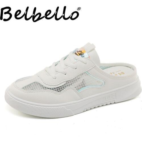 Belbello 2019 Summer New Breathable Simple white shoes No heel Student casual shoes Fashion shoes Lightweight shoes