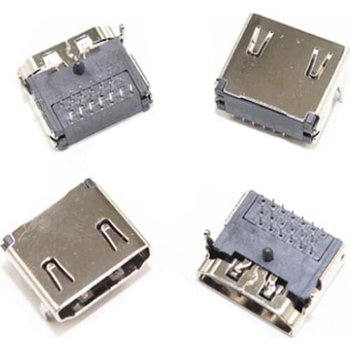 Free shipping 100PCS 19P three rows pins HDMI 90 degree curved plug weld plate HDTV Socket Interface