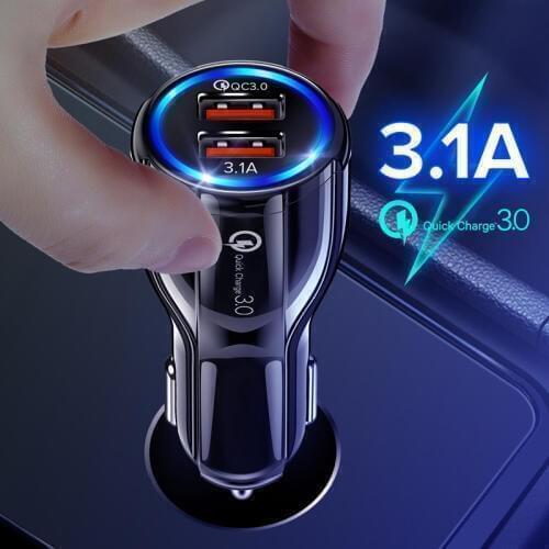 Quick Charge 3.0 Car Charger Cigarette Lighter Socket Adapter QC 3.0 Dual USB Port Fast Charge Car Accessories For Phone DVR MP3