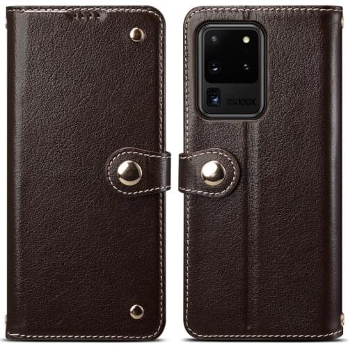 S20 Ultra Case Vintage Genuine Leather Wallet Case for Samsung S20 plus Real Yak Leather Flip Cover for Samsung Galaxy S20