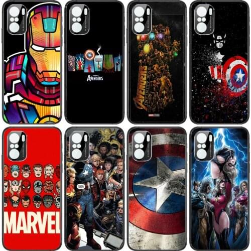 Marvel Phone Case For xiaomi redmi POCO F1 F2 F3 X3 Pro M3 9C 10T Lite NFC Anime Black Cover Silicone Back Prett mi 10 ul