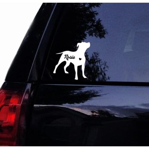 Black/Silver Personalized with Name PIT BULL Dog Floppy Ears Decal Car Decor Waterproof Cute Bumper Sticker S664