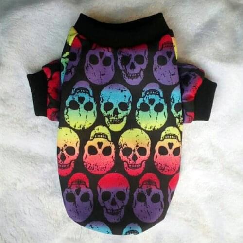 Black White Colorful Skull Print Dog Hoodie Vest Pet Clothes For Small Medium Dog Jackets Hoodi Clothes Sport Overalls Teddy