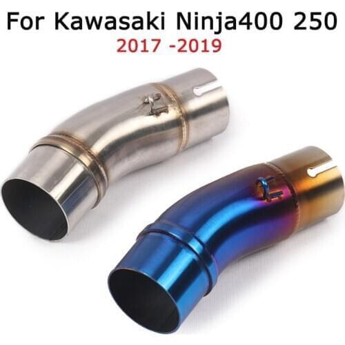 For Kawasaki Ninja400 250 2017 2018 2019 Exhaust System Middle Link Connect Pipe Blue Stainless Steel 51mm