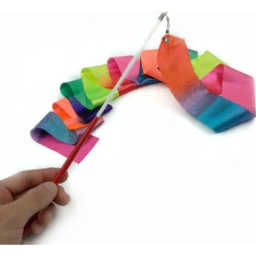 2m 4m Gymnastics Colored Ribbons Colorful Gym Ribbons Rhythmic Gymnastics Equipment Dance Ribbon Ballet Streamer Twirling Rod