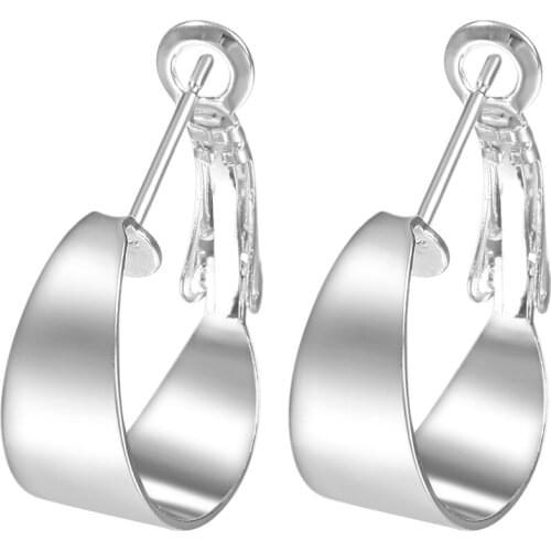 Hainon Silver Color Hoop Earring for Women Shine Polished Thin Circle Round Hot Sale Fashion Jewelry Simple Engagement Earring