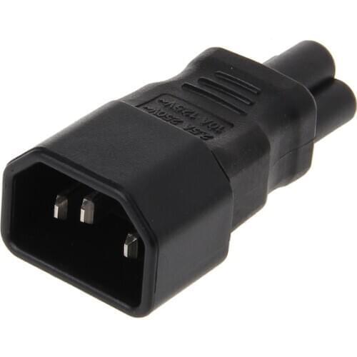 IEC 320 C14 3-Pin Male To C5 3-Pin Female Straight Power Plug Converter Adapter D08A