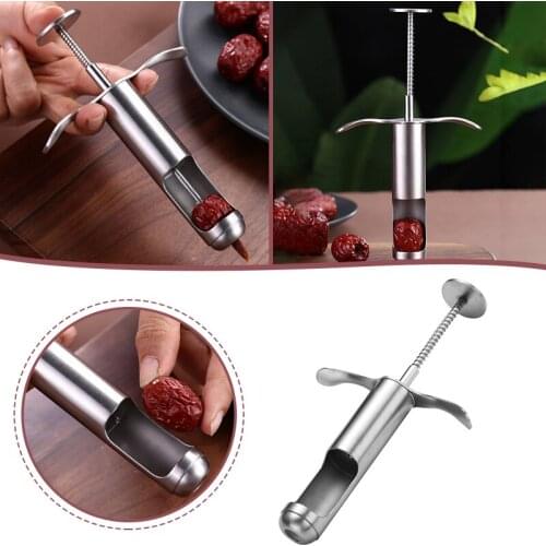 Fruit & Vegetable Tools Stainless Steel Spring Jujube Pitter Cherry Olive Push Style Manual Seed Remover Hot