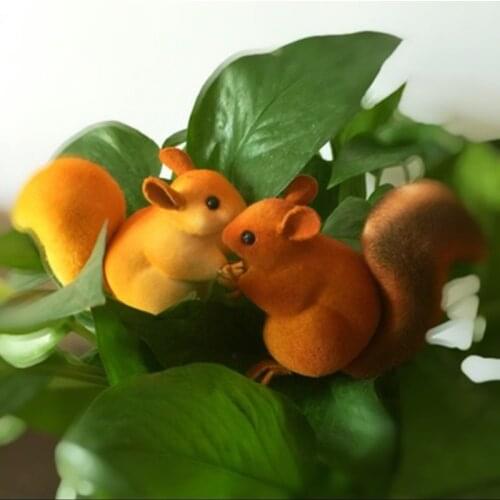 Artificial Animal Flocking Squirrel Home Decoration Craft DIY Accessories