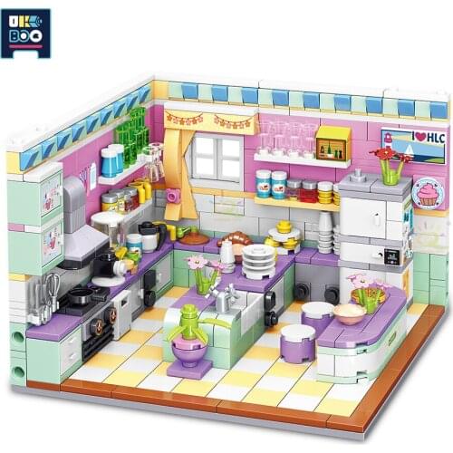 UKBOO 595PCS Girls Playing House kitchen Micro Building Blocks DIY City MINI Educational Diamond Bricks Toys For Children
