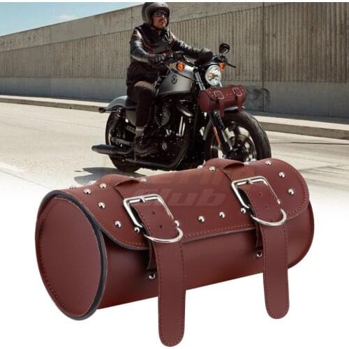 Brown Motorcycle Saddlebag Luggage Bag For Harley Bobber For Honda Yamaha Suzuki BMW Saddle Bags Front Fork Tool Bag