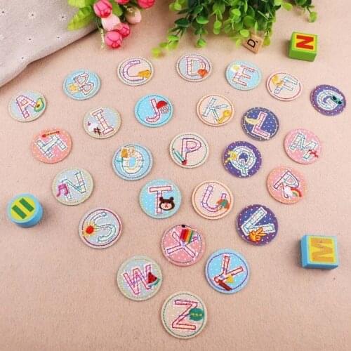 50pcs/lot Round Embroidery Patches Letters Fashion Jacket Jean Backpack Clothing Decoration Diy Iron Heat Transfer Applique