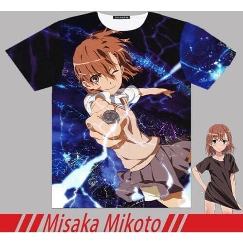 Cool Toaru Majutsu no Index Full Graphic T-shirt Japanese Anime Cosplay Misaka Mikoto 3D Print Men T shirt Tee Top Short Sleeve