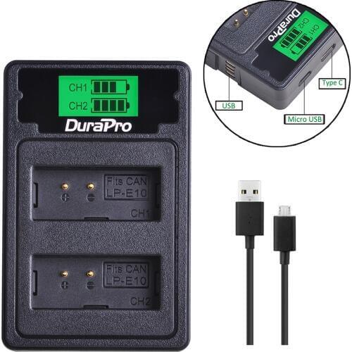 LP-E10 LPE10 LP E10 LCD Display USB Battery Charger with Type C for CANON LP-E10 EOS 1100D 1200D Kiss X50 X70 Rebel T3 T5 Camera