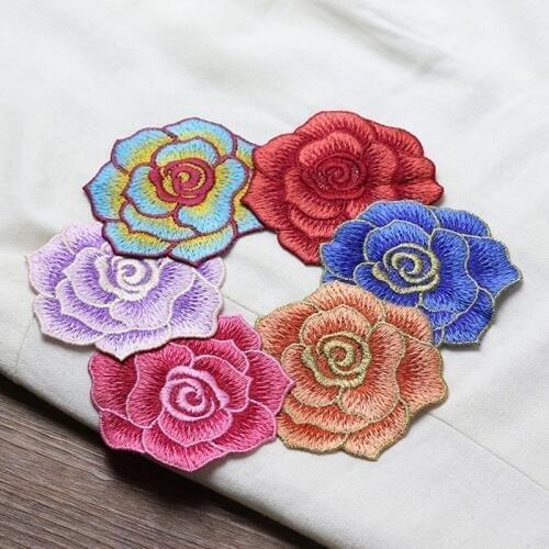 Hey Yonniex Small Multi-Color Rose Patch 8CM X 8CM Embroidery Rose Patches Jeans Dress Jacket DIY Accessories