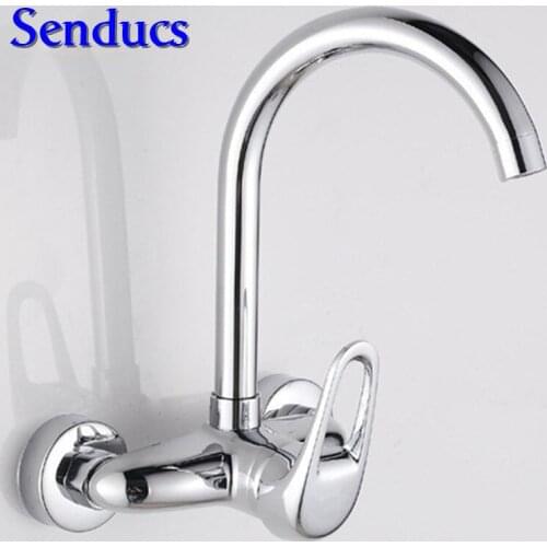 Free shipping Fashion hot cold kitchen tap with top quality polished chrome kitchen sink mixer tap by solid brass water tap