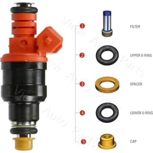 8 Set for Ford V8 5.4L 4.6L Lincoln #FJ10093 Fuel Injector Repair Kit Micro Filter Plastic Cap Spacer Rubber seals VD-RK-0109