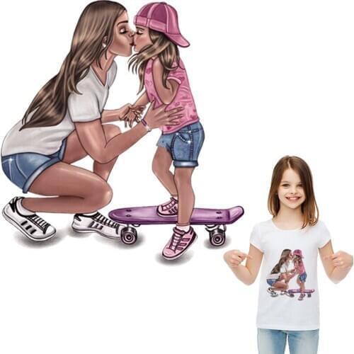 Skate Girl Stickers On Clothes Sport Style Patch A-Level Washable T-Shirt Diy Decoration Heat Transfer Girls Mom