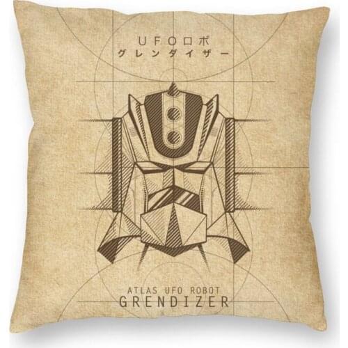 Anime Manga Grendizer Cushion Cover 40x40cm Home Decor 3D Printing UFO Robot Goldrake Throw Pillow for Living Room Double-sided