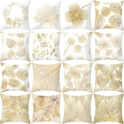 2021 New Gold Leaf Single-sided Printed Cushion Cover 45*45 Sofa Pillowcase Sofa Cushions Pillow Cases Pillow Covers KD-0317