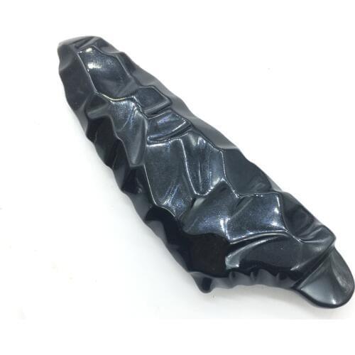 Natural Black Obsidian Knife Hand Carved Obsidian Dagger Quartz Crystal Knife Reiki Healing Crystal Stone Crafts Home Decoration