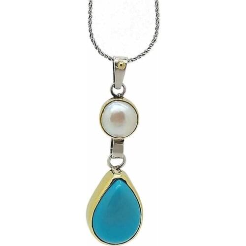 Gumus Firüze And Pearl Tasli Authentic Lady Necklace