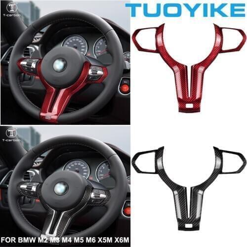 Car Styling Real Carbon Fiber Steering Wheel Trim Cover Decorative Sticker For BMW M SportVersion M2 M3 M4 M5 M6 X5M X6M F82 F83